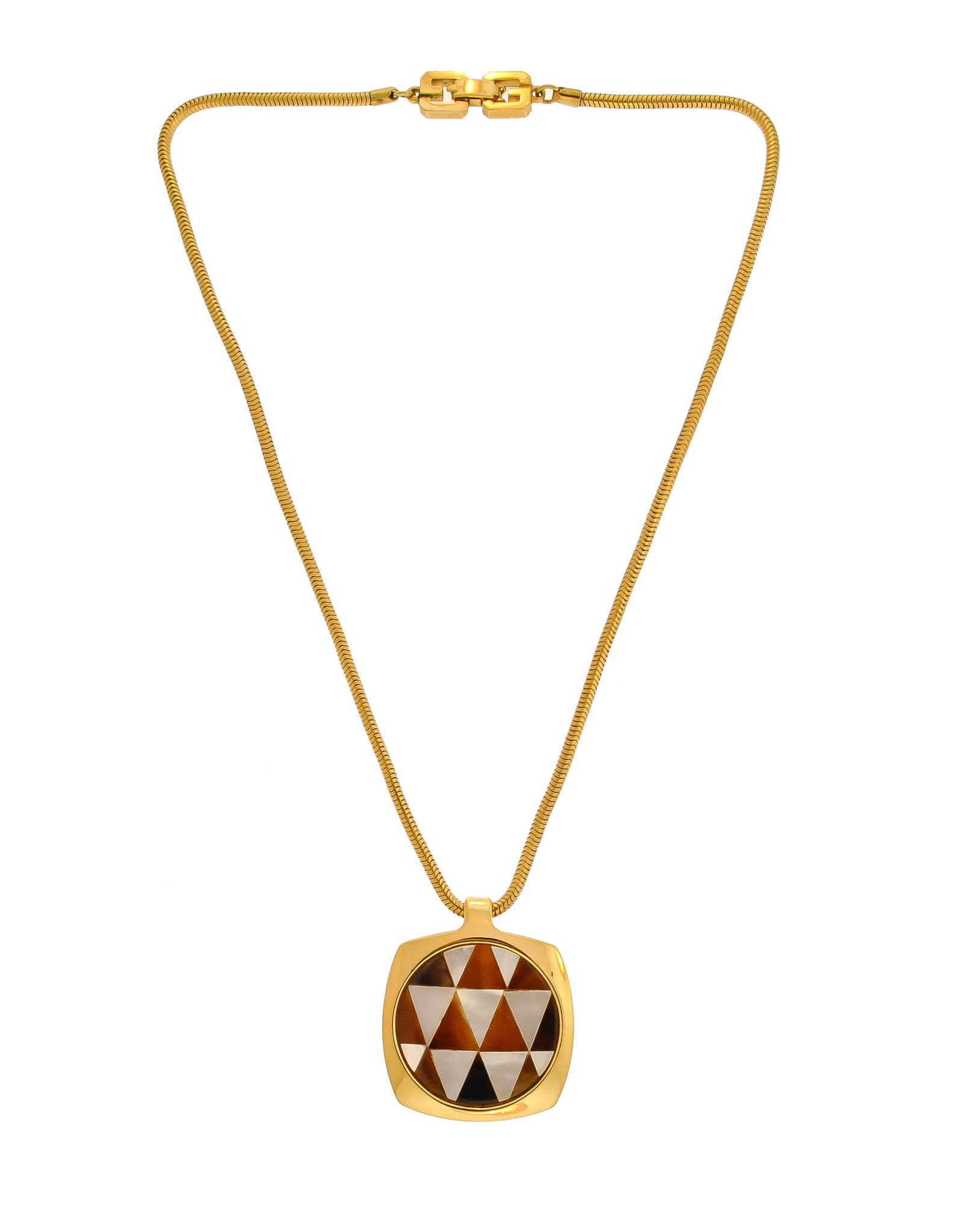 Givenchy Vintage Triangle Inlay Gold Necklace - Amarcord Vintage Fashion
 - 1