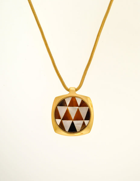 Givenchy Vintage Triangle Inlay Gold Necklace - Amarcord Vintage Fashion
 - 2