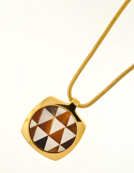 Givenchy Vintage Triangle Inlay Gold Necklace