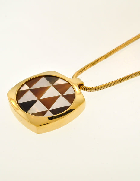 Givenchy Vintage Triangle Inlay Gold Necklace - Amarcord Vintage Fashion
 - 5