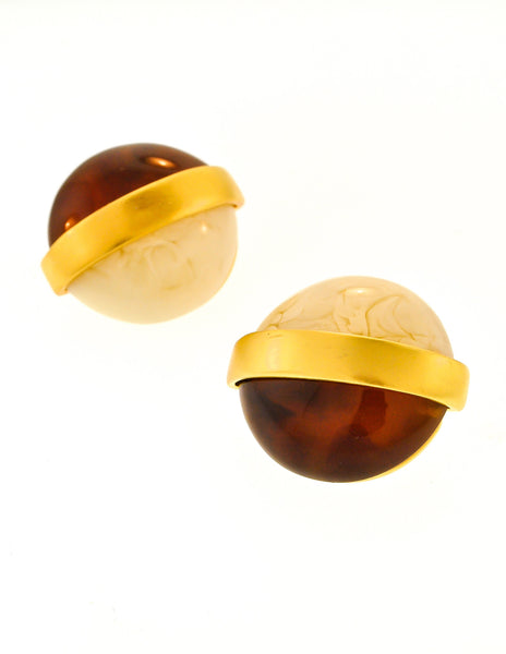 Givenchy Vintage Two Tone Gold Earrings - Amarcord Vintage Fashion
 - 3
