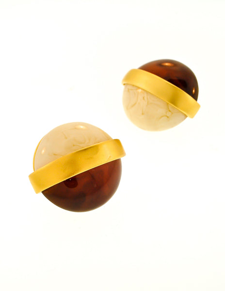 Givenchy Vintage Two Tone Gold Earrings - Amarcord Vintage Fashion
 - 4