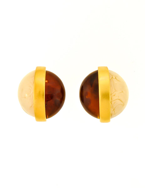 Givenchy Vintage Two Tone Gold Earrings - Amarcord Vintage Fashion
 - 2