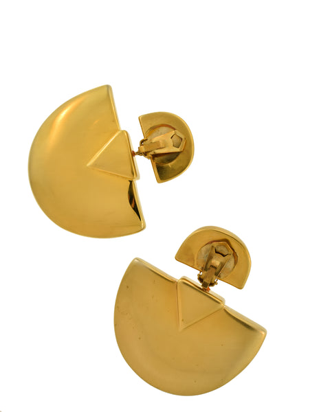 1980s Vintage Massive Brushed Gold Deco Revival Statement Earrings