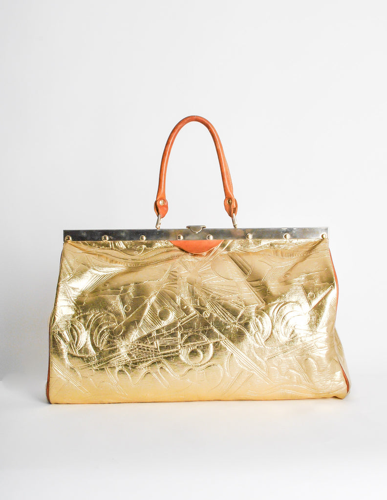 Vintage 1980s Embossed Gold Metallic Weekender Bag – Amarcord