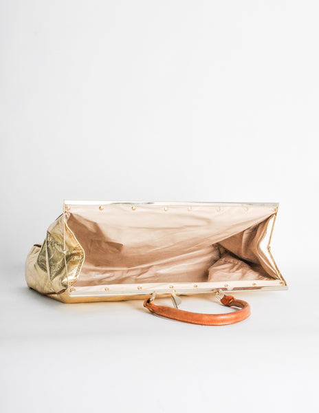 Vintage 1980s Embossed Gold Metallic Weekender Bag