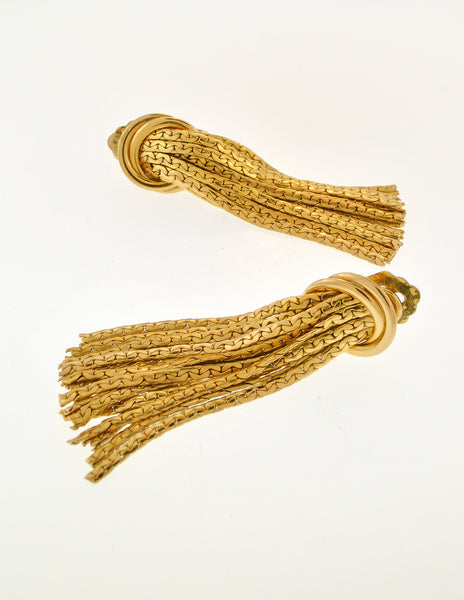 Grosse Vintage Gold Tassel Fringe Earrings