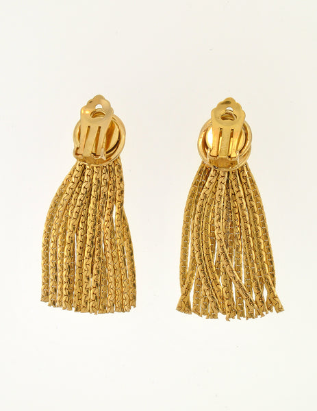 Grosse Vintage Gold Tassel Fringe Earrings