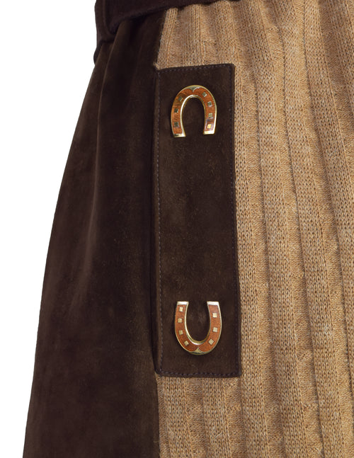 Gucci Vintage 1970s Tan Knit Brown Suede Paneled Horseshoe Sweater Jac –  Amarcord Vintage Fashion