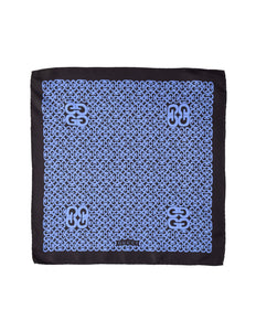 Gucci Vintage Black and Blue GG Logo Silk Small Scarf