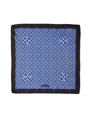 Gucci Vintage Black and Blue GG Logo Silk Small Scarf