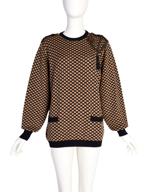 Louis Vuitton Monogram Logo Black and Yellow Knit Sweater Dress