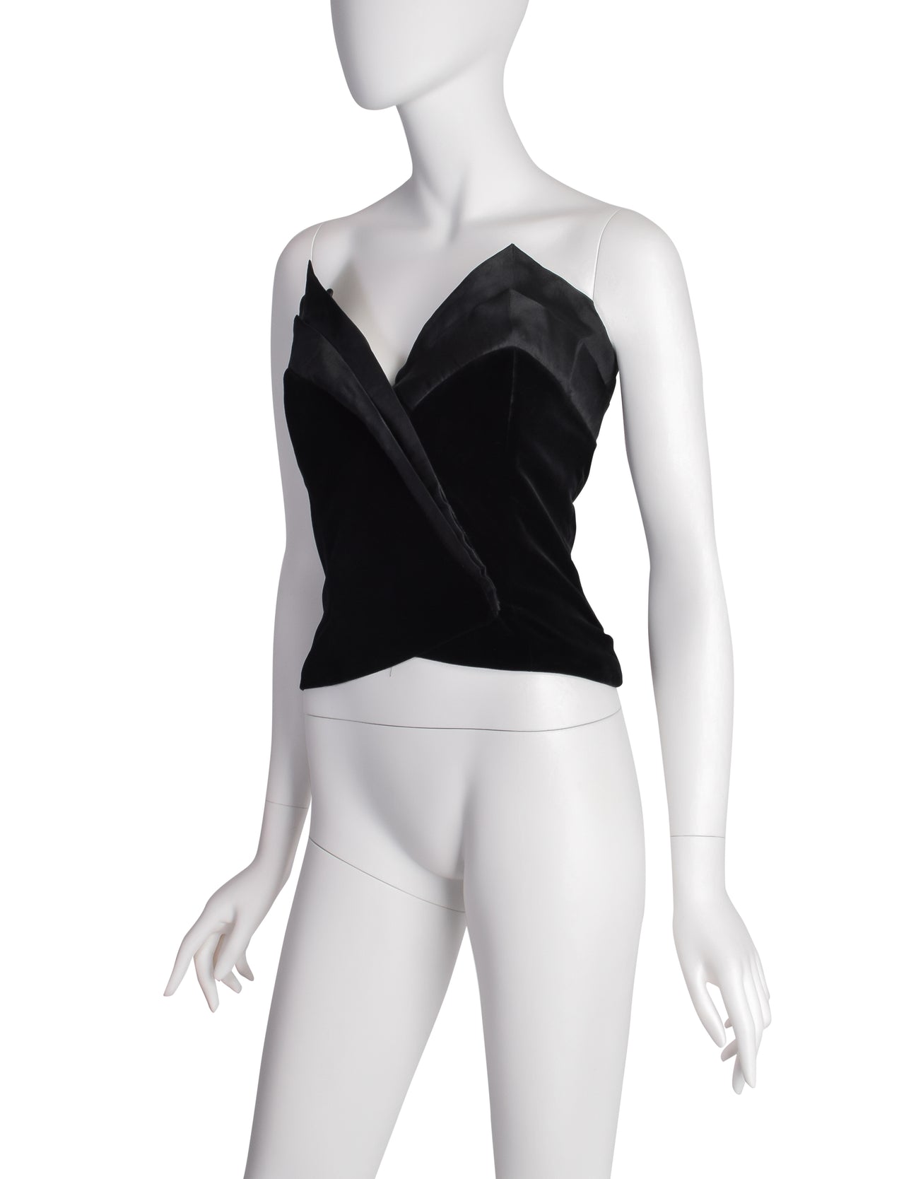 Gucci Vintage Black Velvet and Chiffon Strapless Top