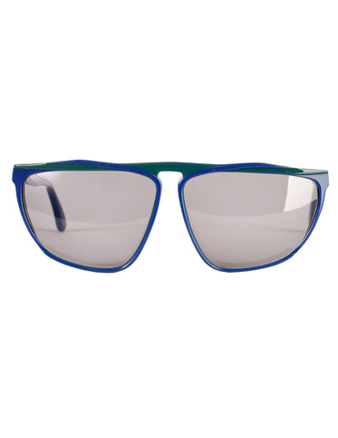 Gucci Vintage 1980s Green Blue Keyhole Notch GG61 Sunglasses
