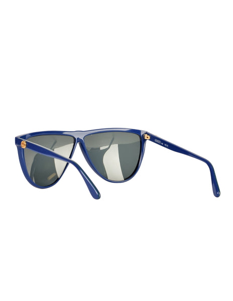 Gucci Vintage 2000s Blue Shield Wraparound Sunglasses — AMO