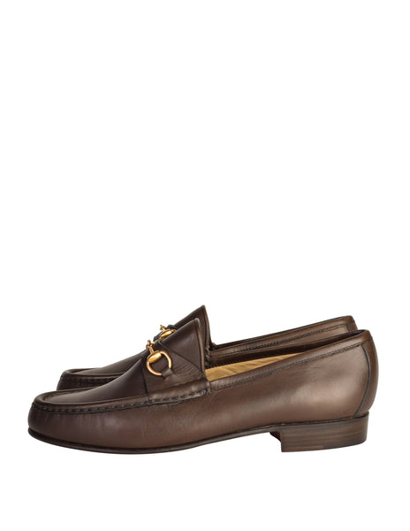 Gucci Vintage Brown Leather Horsebit Moccasin Loafer Shoes