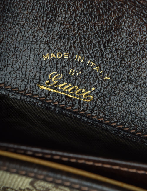 Gucci Vintage Brown GG Logo Monogram Fabric Leather Portfolio Clutch B –  Amarcord Vintage Fashion
