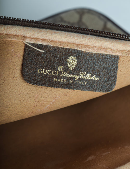 Gucci Vintage Brown GG Logo Monogram Coated Canvas Leather