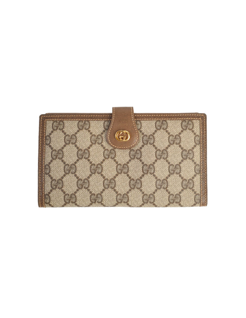 Gucci Vintage Classic Brown Monogram Coated Canvas and Leather