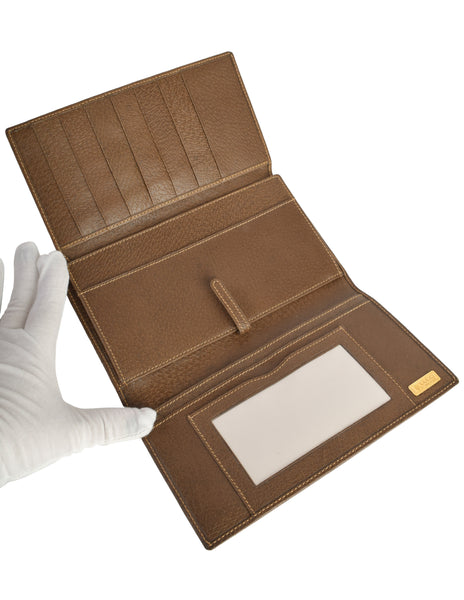 Gucci Vintage Classic Brown Monogram Coated Canvas and Leather Large Wallet