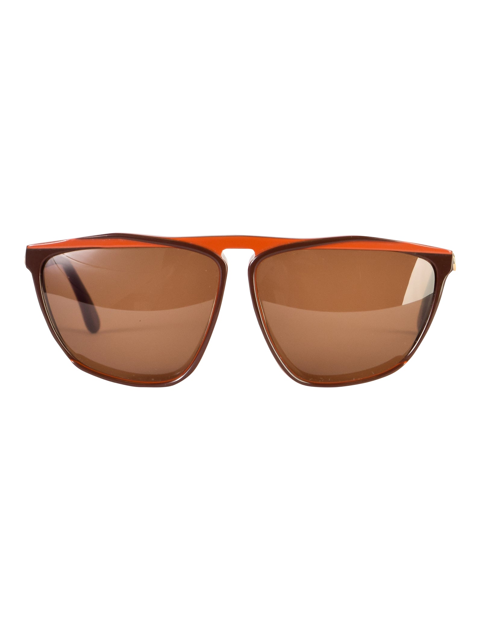Gucci Vintage 1980s Brown Orange Keyhole Notch GG61 Sunglasses