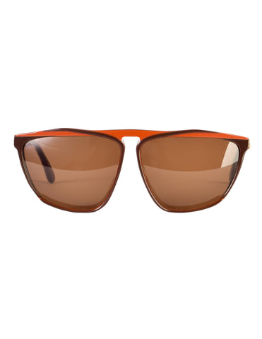 Gucci Vintage 1980s Brown Orange Keyhole Notch GG61 Sunglasses