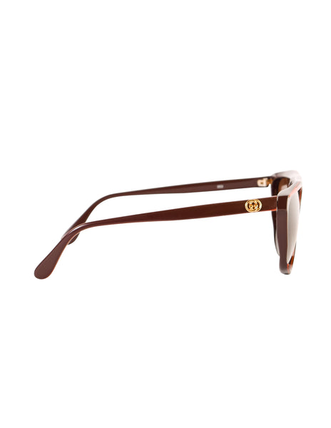 Gucci Vintage 1980s Brown Orange Keyhole Notch GG61 Sunglasses
