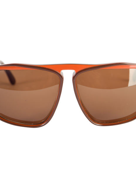 Gucci Vintage 1980s Brown Orange Keyhole Notch GG61 Sunglasses