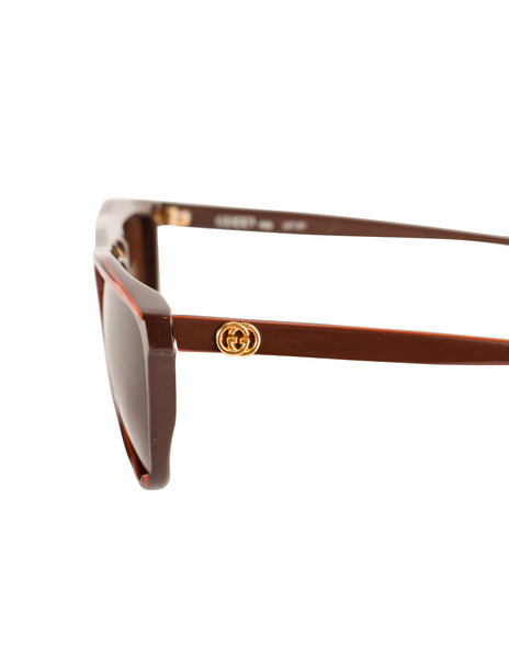 Gucci Vintage 1980s Brown Orange Keyhole Notch GG61 Sunglasses