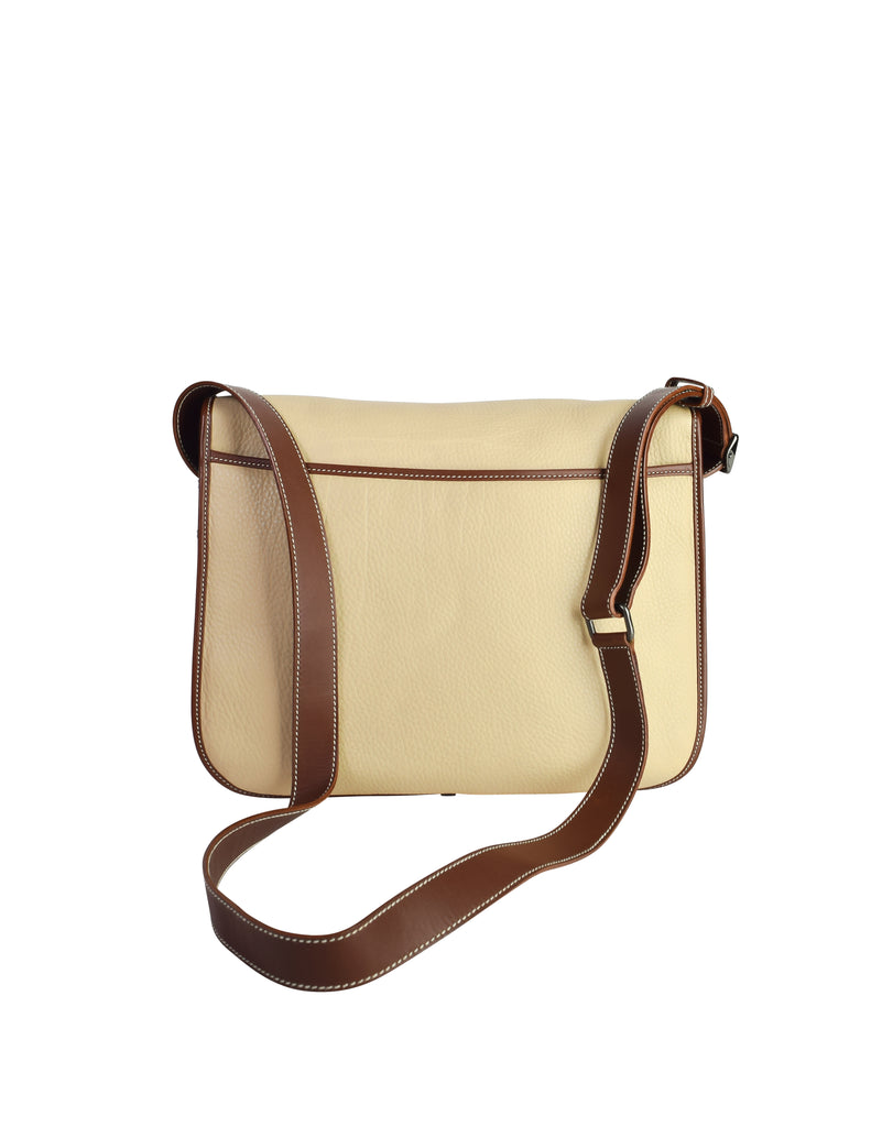 Beige and Brown Premium Cotton / Calfskin Leather Striped Crossbody Ba –  Timeless Vintage