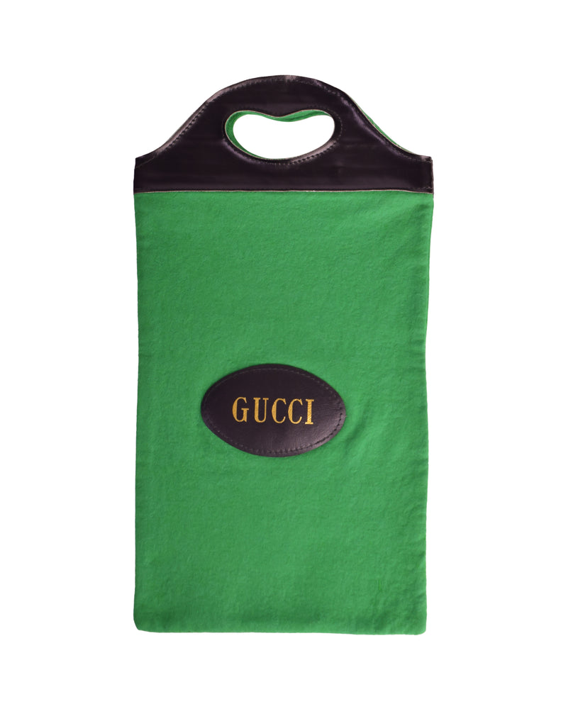 Gucci Vintage 1970s Green and Black Felt Dust Bag Tote Bag – Amarcord  Vintage Fashion