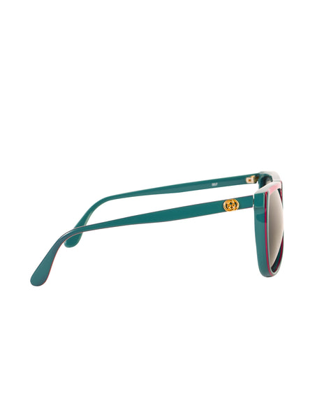 Gucci Vintage 1980s Green Red GG62 Sunglasses