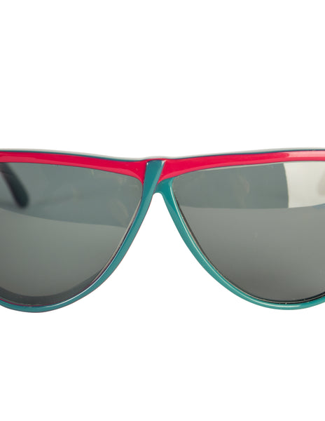 Gucci Vintage 1980s Green Red GG62 Sunglasses