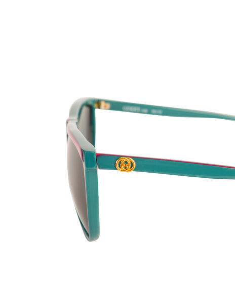 Gucci Vintage 1980s Green Red GG62 Sunglasses