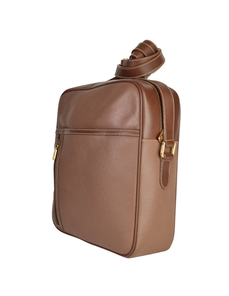 Gucci Vintage 1990s Brown Leather Borsello Shoulder Bag