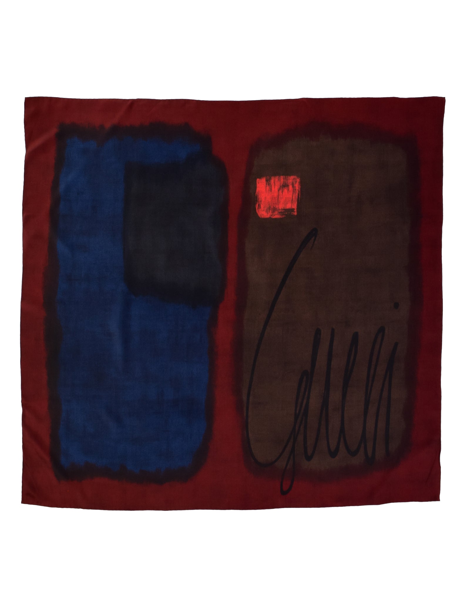 Gucci Vintage 1980s Moody Abstract Art Print Silk Scarf