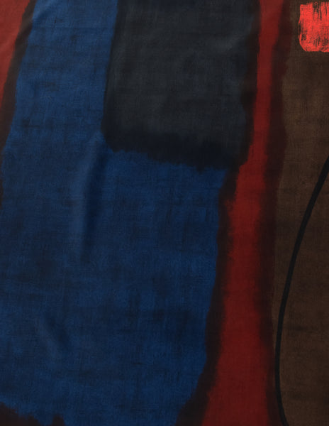 Gucci Vintage 1980s Moody Abstract Art Print Silk Scarf
