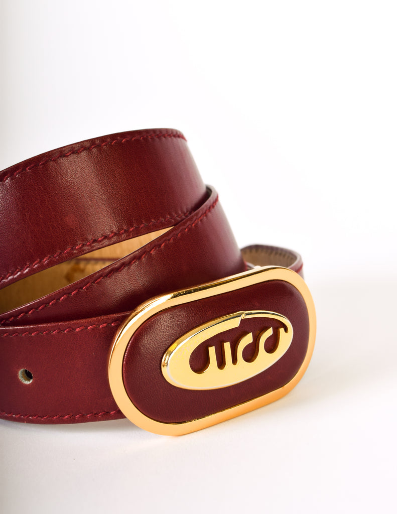 Leather Vintage Fashion Burgundy Gucci and Amarcord Vintage – Belt Red Gold