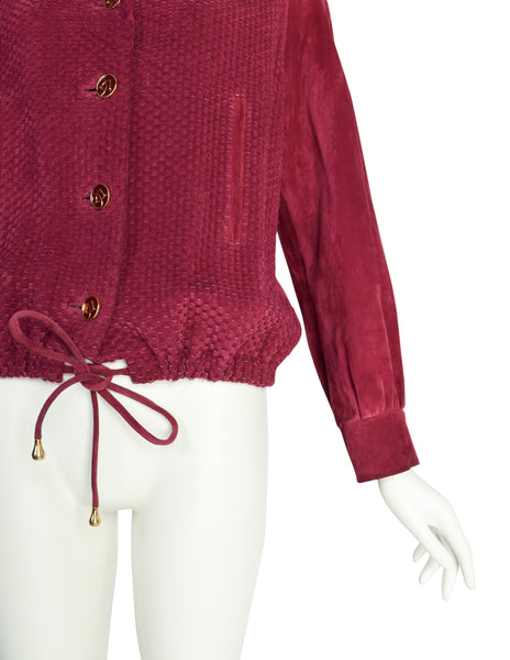 Gucci Vintage 1970s Raspberry Intrecciato Suede Jacket