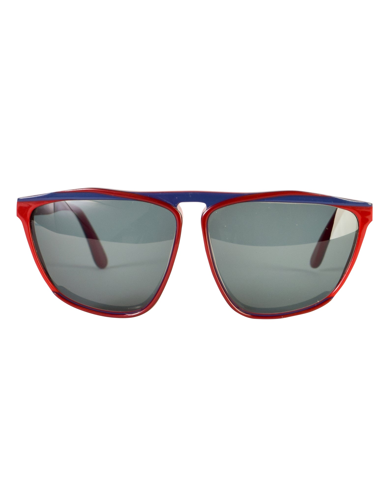Gucci Vintage 1980s Burgundy Blue Keyhole Notch GG61 Sunglasses