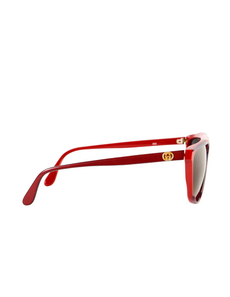 Gucci Vintage 1980s Burgundy Blue Keyhole Notch GG61 Sunglasses
