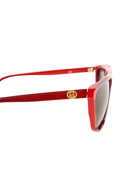 Gucci Vintage 1980s Burgundy Blue Keyhole Notch GG61 Sunglasses