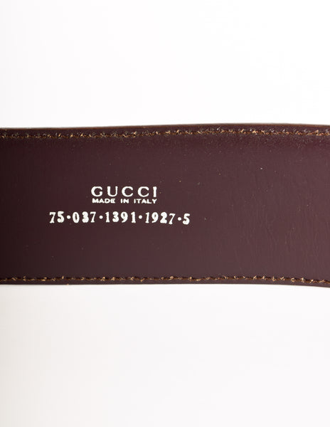 Gucci Vintage Tom Ford Era Reddish Brown Patent Leather Silver Horsebit Belt