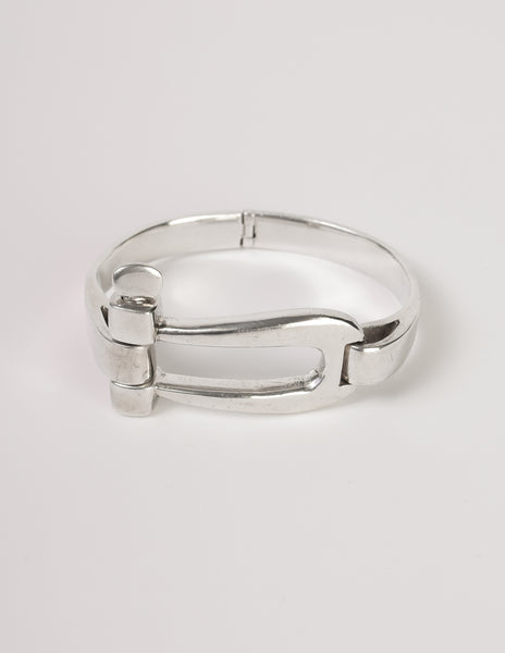 Gucci Vintage Sterling Silver Hinged Horseshoe Bracelet