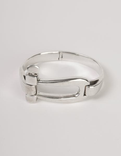 Gucci Vintage Sterling Silver Hinged Horseshoe Bracelet
