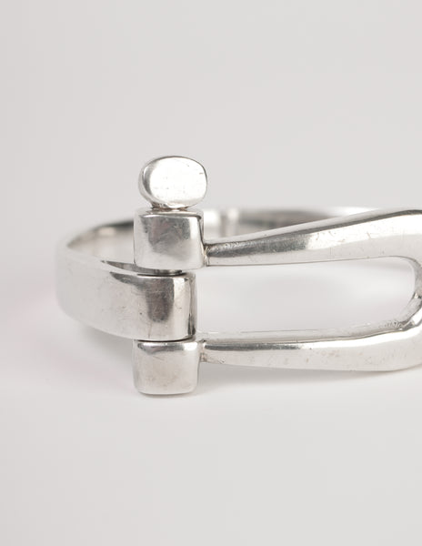 Gucci Vintage Sterling Silver Hinged Horseshoe Bracelet