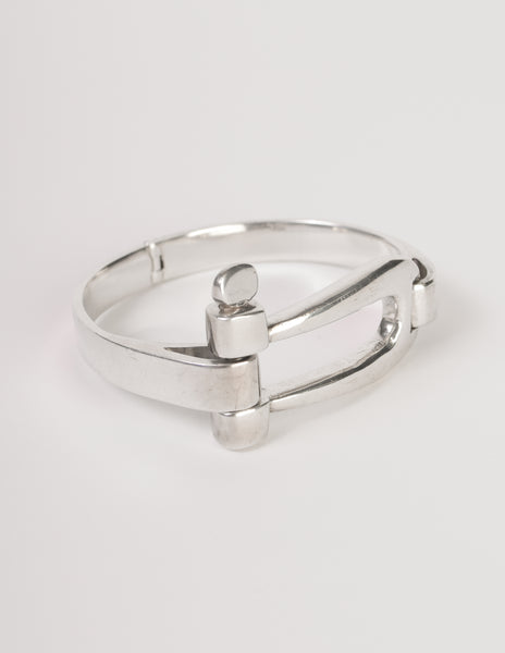 Gucci Vintage Sterling Silver Hinged Horseshoe Bracelet
