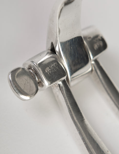 Gucci Vintage Sterling Silver Hinged Horseshoe Bracelet