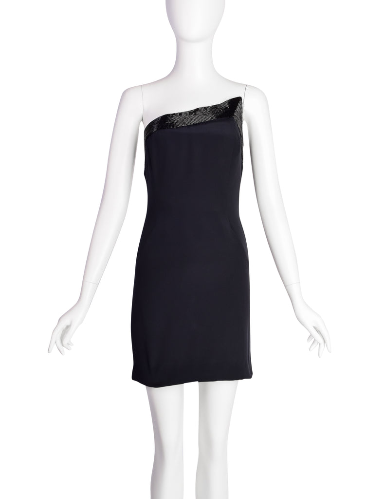 Gucci Pre-Owned 1990-2000 piped-trim silk dress - Black