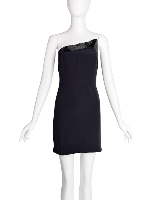 sleeveless short black dress 1990s Classic Oscar De La Renta Black Lace Dress – Style & Salvage main image 1